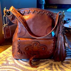 Anna Sui Large Leather Limited Edition Fleur De Lis Coach Purse